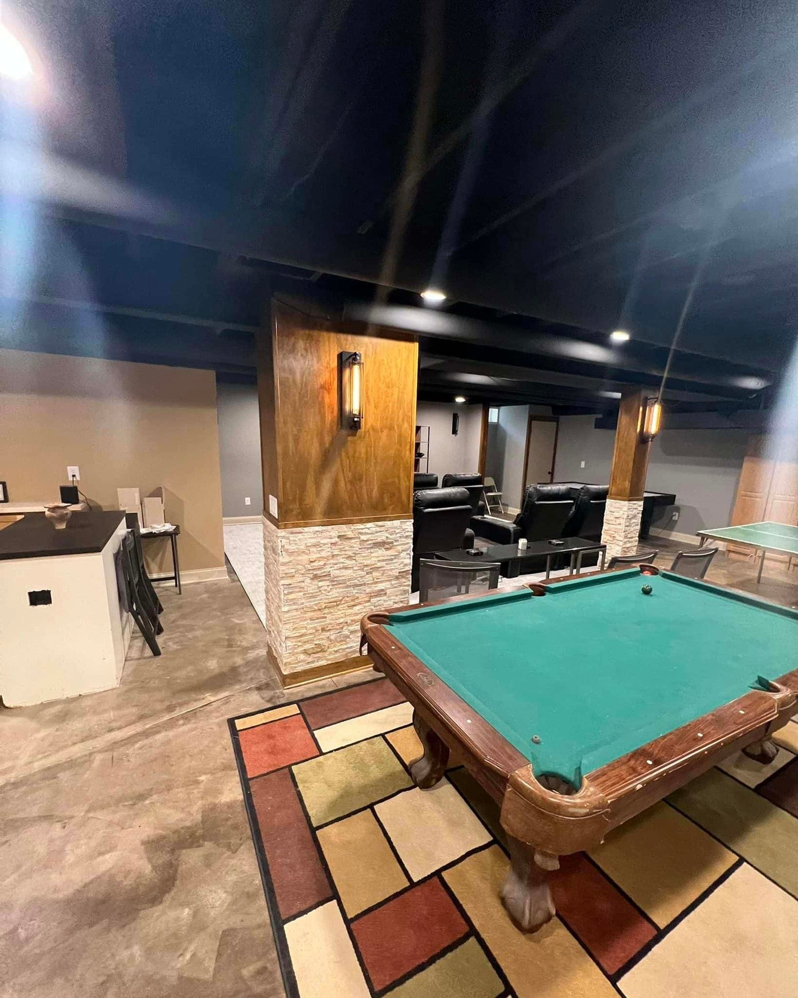 Finished basement living space in a Wauwatosa, Wisconsin home
