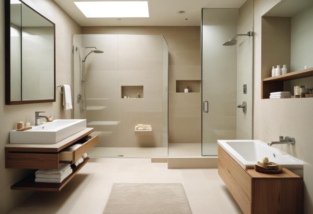 Install a walk-in shower to save floor space