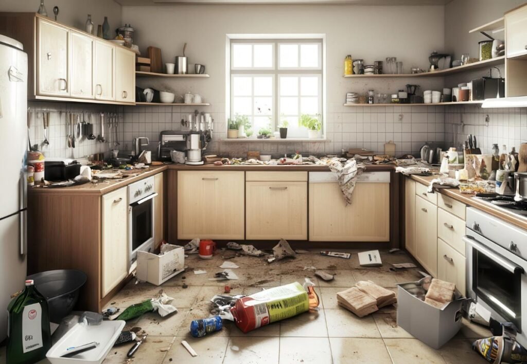 An Image showing Broken or Malfunctioning Appliances in the kitchen 