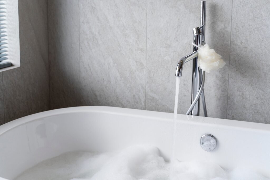 A Small Bathroom Remodel With Bathtub.