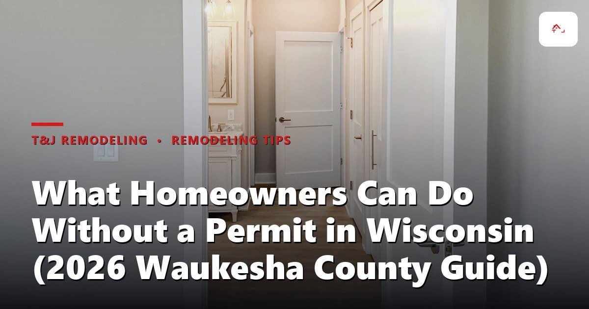 Waukesha County homeowner reviewing building permit documents at a kitchen table before starting a DIY remodel project