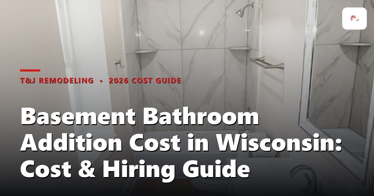 Finished 3/4 basement bathroom with tiled walk-in shower, vanity, and tile flooring in a Waukesha County home