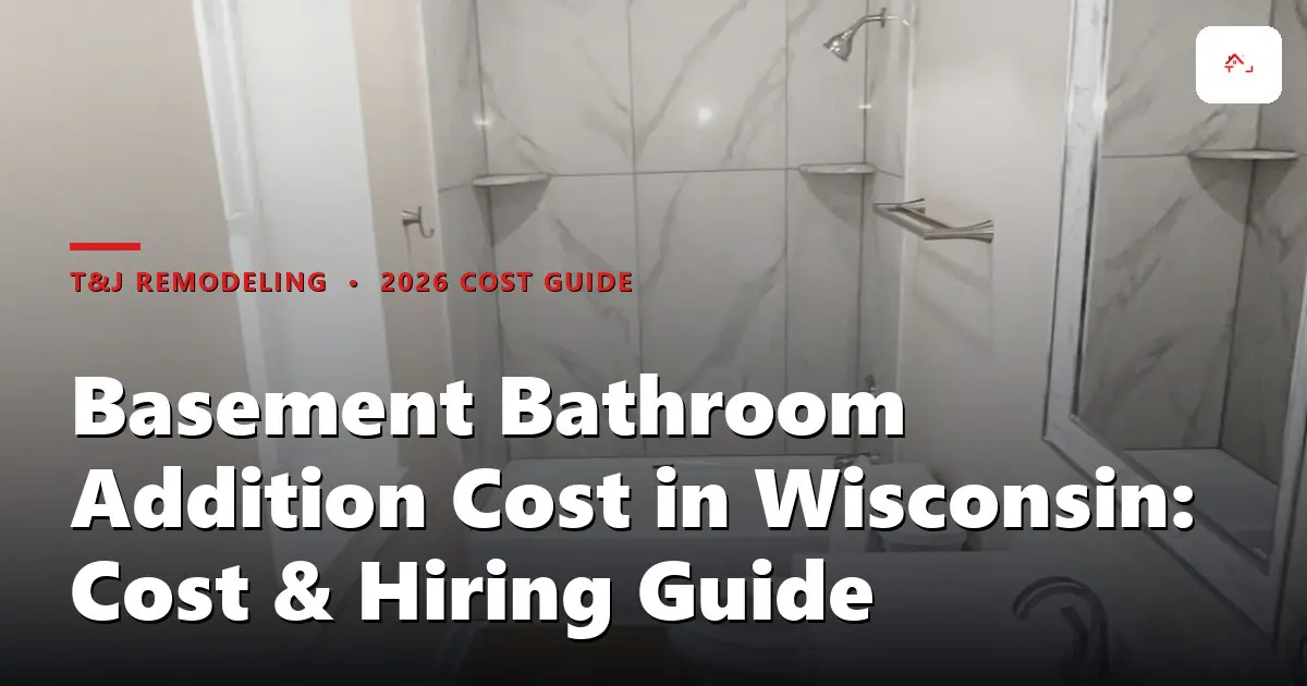 Finished 3/4 basement bathroom with tiled walk-in shower, vanity, and tile flooring in a Waukesha County home