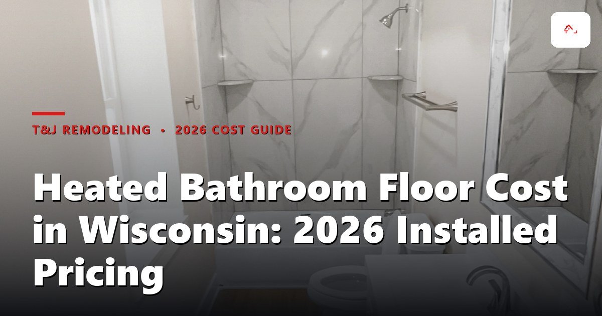 Heated bathroom floor mat installed under tile in a Waukesha County master bathroom