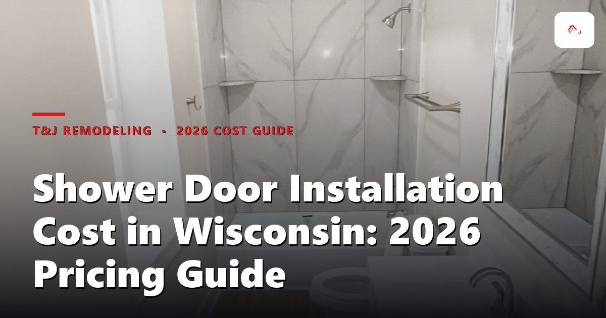 Frameless shower door with half-inch tempered glass and brushed nickel hinges in a remodeled Waukesha County bathroom