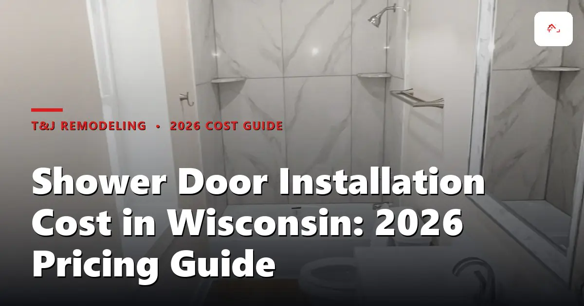 Frameless shower door with half-inch tempered glass and brushed nickel hinges in a remodeled Waukesha County bathroom