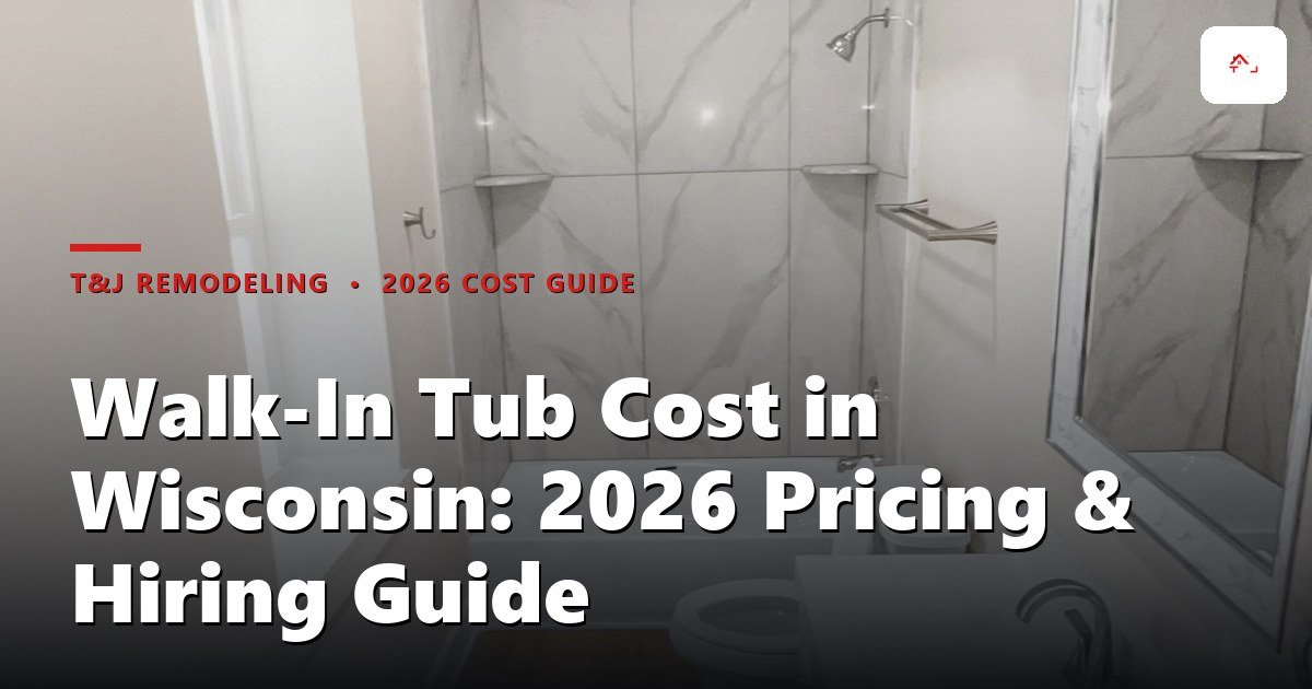 Modern walk-in tub with grab bars and low-step entry installed in a Waukesha County bathroom