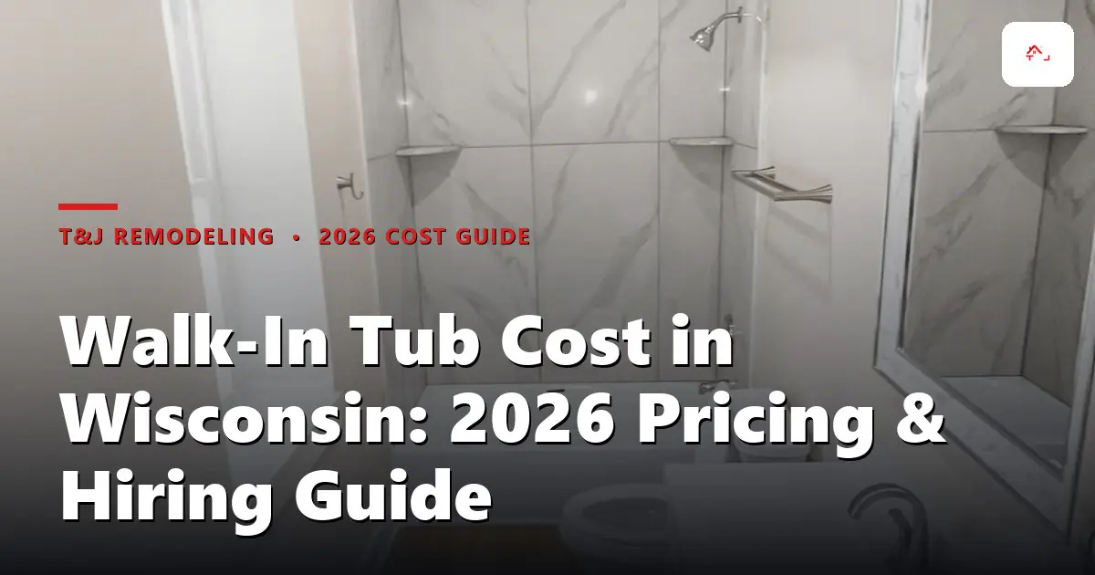 Modern walk-in tub with grab bars and low-step entry installed in a Waukesha County bathroom