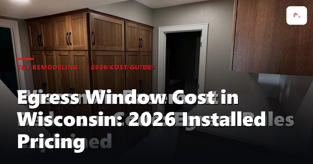 Installed egress window with steel well and gravel backfill in a Wisconsin basement