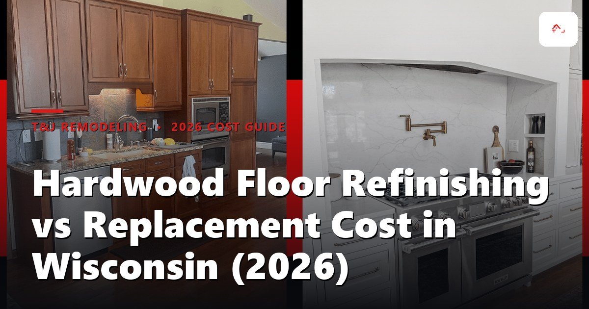 Refinished hardwood flooring in a Waukesha County home