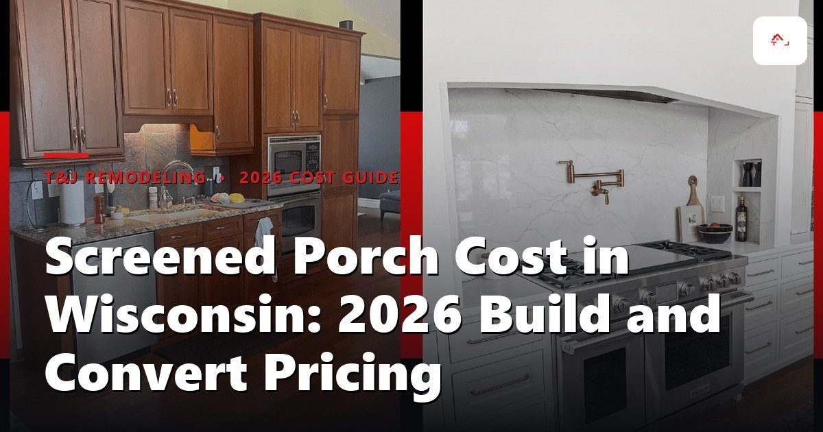 Screened porch addition on a Waukesha County home