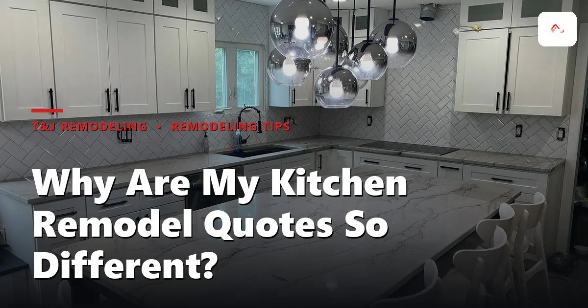 Homeowner comparing three written kitchen remodel quotes at a kitchen table