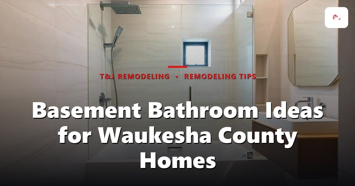 Finished basement bathroom with walk-in tile shower and vanity in a Waukesha County home