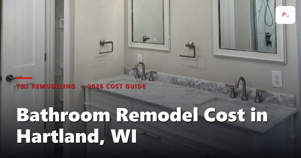 Hartland WI bathroom remodel with new tile shower, double vanity, and updated fixtures