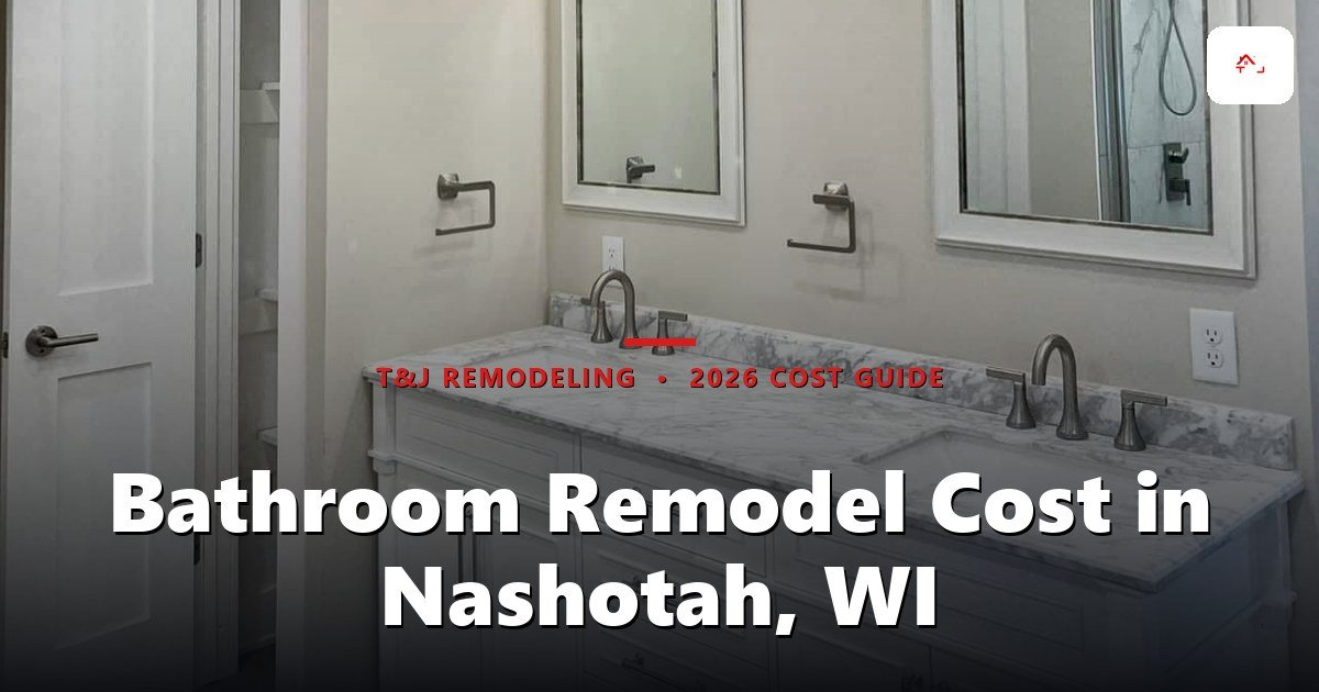 Finished bathroom remodel in a Nashotah-area ranch home with tiled walk-in shower and updated vanity