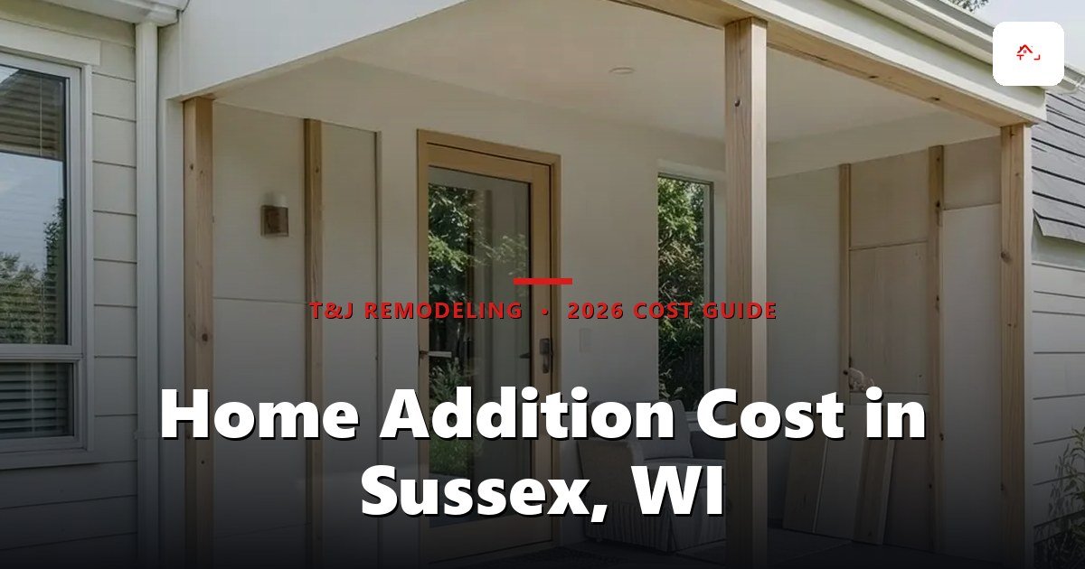 Completed single-story home addition on a Sussex, WI ranch home with matching siding