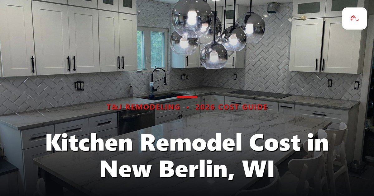 Remodeled kitchen in a New Berlin, WI home with new cabinetry and quartz countertops