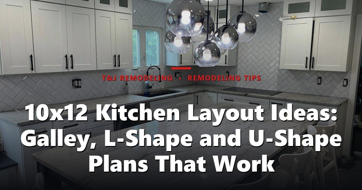 10x12 Kitchen Layout Ideas: Galley, L-Shape and U-Shape Plans That Work - A modern, finished kitchen with white cabinetry, marble countertops, herringbone tile