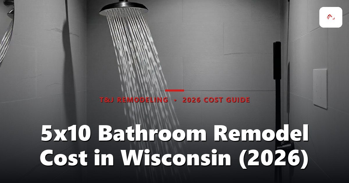 5x10 Bathroom Remodel Cost in Wisconsin (2026) - Modern bathroom shower enclosure with black rainfall showerhead and fixtures against white subway tile walls