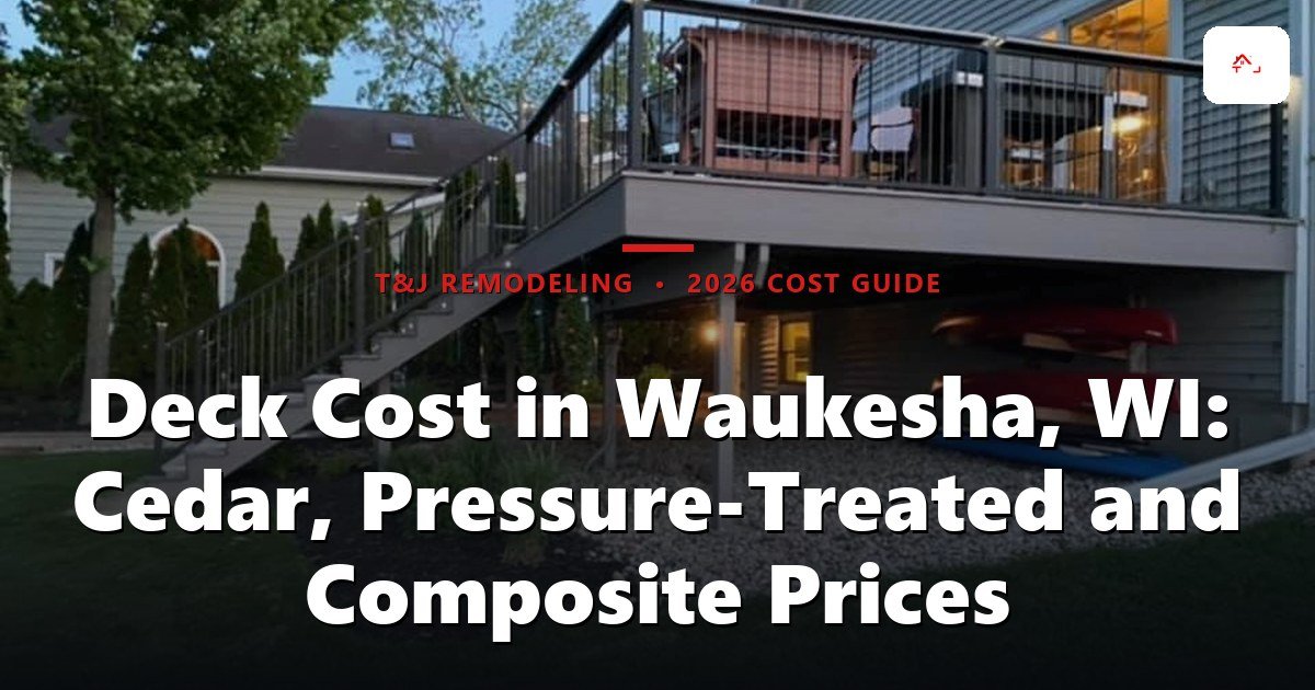 Deck Cost in Waukesha, WI: Cedar, Pressure-Treated and Composite Prices - Modern elevated deck with black metal railings and stairs attached to a contemporary