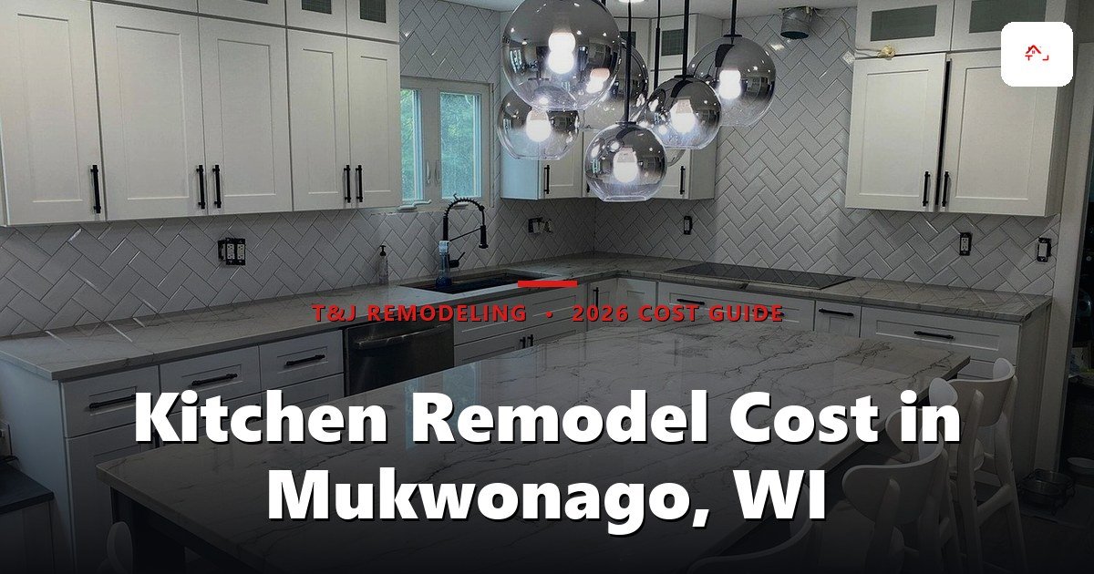 Remodeled kitchen in a Mukwonago home with semi-custom cabinetry and quartz countertops