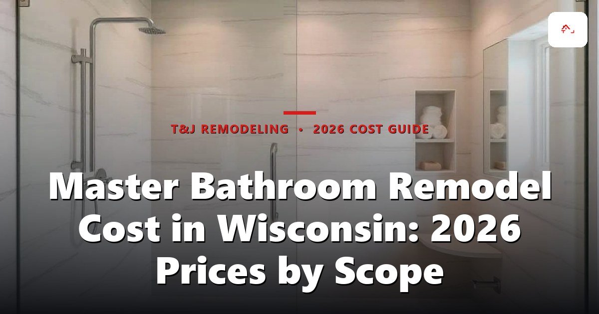 Master Bathroom Remodel Cost in Wisconsin: 2026 Prices by Scope - Modern bathroom with a spacious walk-in shower featuring marble-look tile, glass enclosure