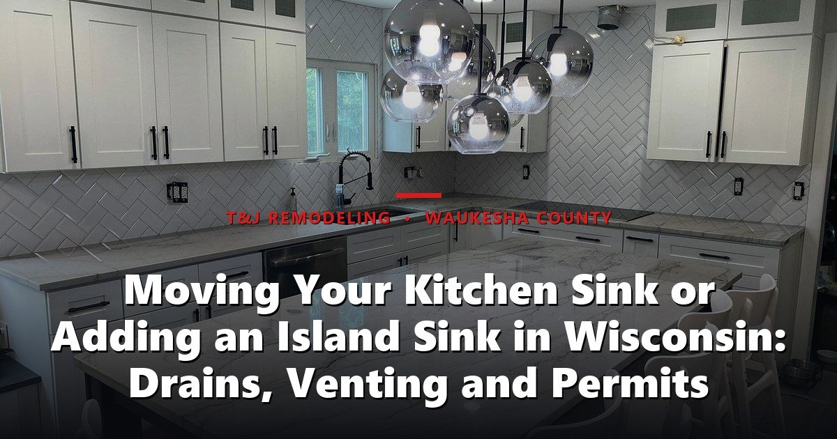 Moving Your Kitchen Sink or Adding an Island Sink in Wisconsin: Drains, Venting and Permits - A modern, finished kitchen with white cabinetry, marble
